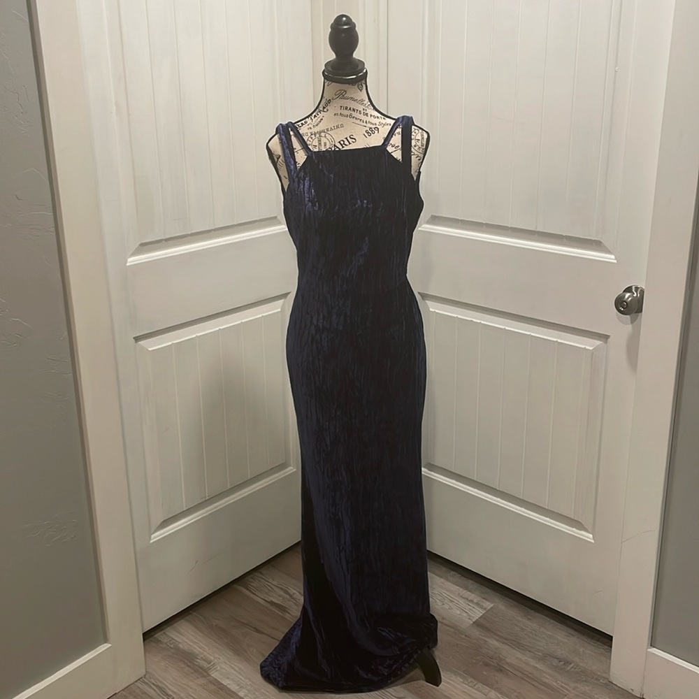 Badgley Mischka Blue Floor Length Size 6 Dress